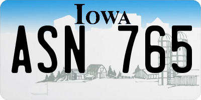IA license plate ASN765