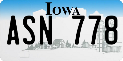 IA license plate ASN778