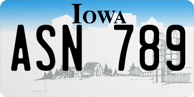 IA license plate ASN789