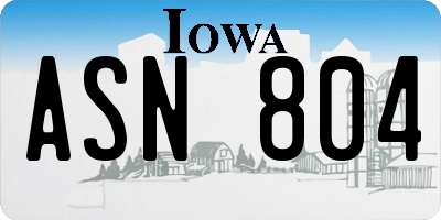 IA license plate ASN804