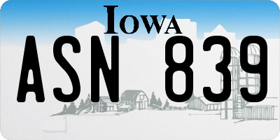 IA license plate ASN839