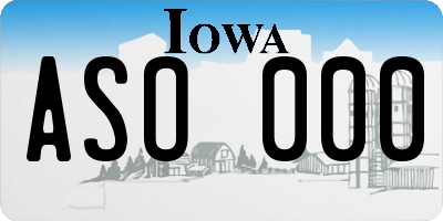 IA license plate ASO000