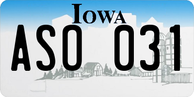 IA license plate ASO031