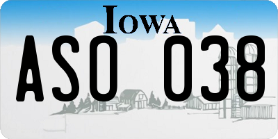 IA license plate ASO038