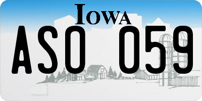 IA license plate ASO059