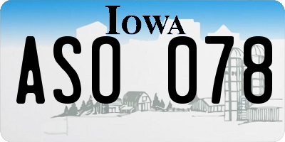 IA license plate ASO078
