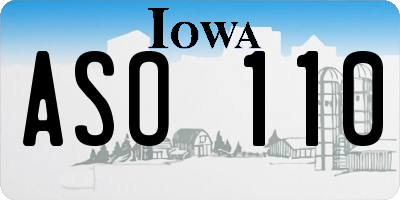 IA license plate ASO110