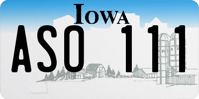 IA license plate ASO111