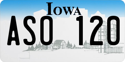 IA license plate ASO120