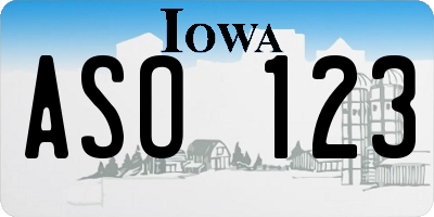 IA license plate ASO123