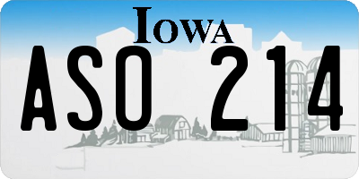 IA license plate ASO214