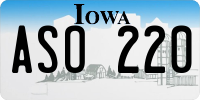 IA license plate ASO220
