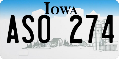 IA license plate ASO274