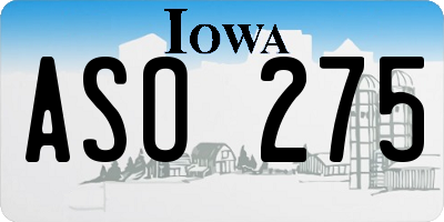 IA license plate ASO275