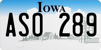 IA license plate ASO289