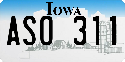 IA license plate ASO311