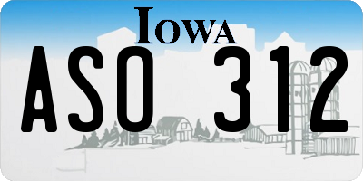 IA license plate ASO312
