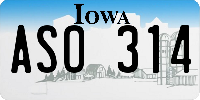 IA license plate ASO314