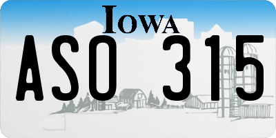 IA license plate ASO315
