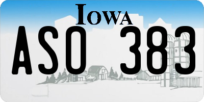 IA license plate ASO383