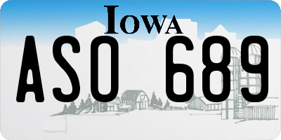 IA license plate ASO689