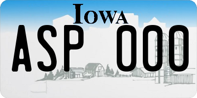 IA license plate ASP000