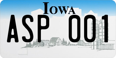 IA license plate ASP001