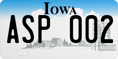IA license plate ASP002