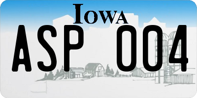 IA license plate ASP004