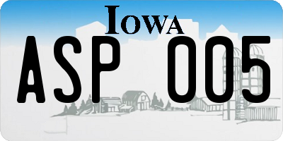 IA license plate ASP005