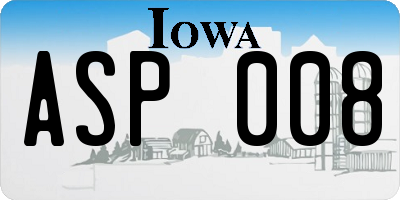 IA license plate ASP008