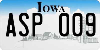 IA license plate ASP009
