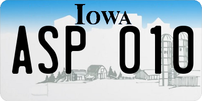 IA license plate ASP010