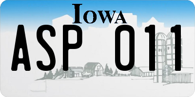 IA license plate ASP011