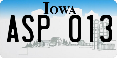 IA license plate ASP013