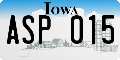 IA license plate ASP015