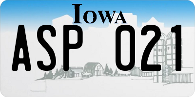 IA license plate ASP021