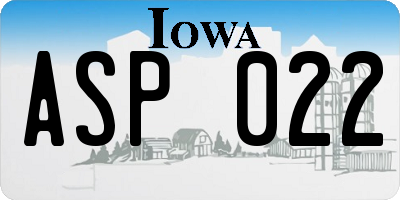 IA license plate ASP022