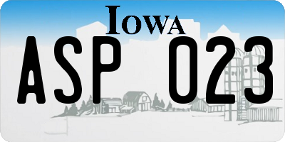 IA license plate ASP023
