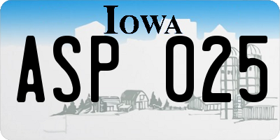 IA license plate ASP025