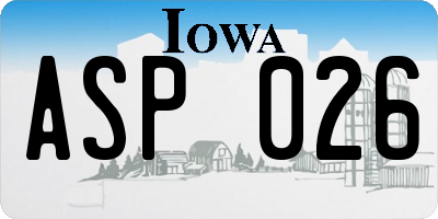 IA license plate ASP026