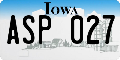 IA license plate ASP027