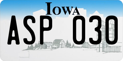 IA license plate ASP030
