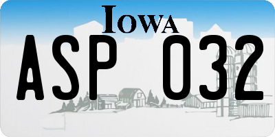 IA license plate ASP032