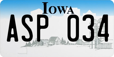 IA license plate ASP034