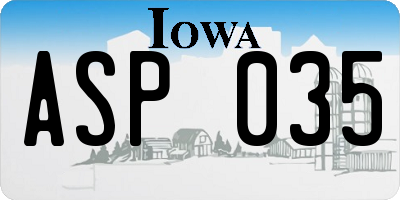 IA license plate ASP035