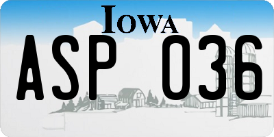 IA license plate ASP036