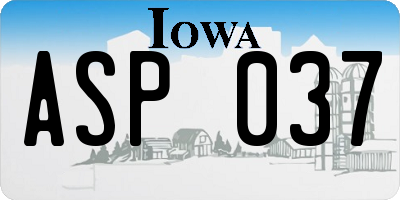 IA license plate ASP037