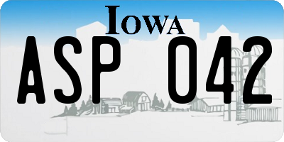 IA license plate ASP042