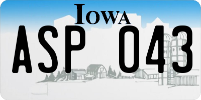 IA license plate ASP043